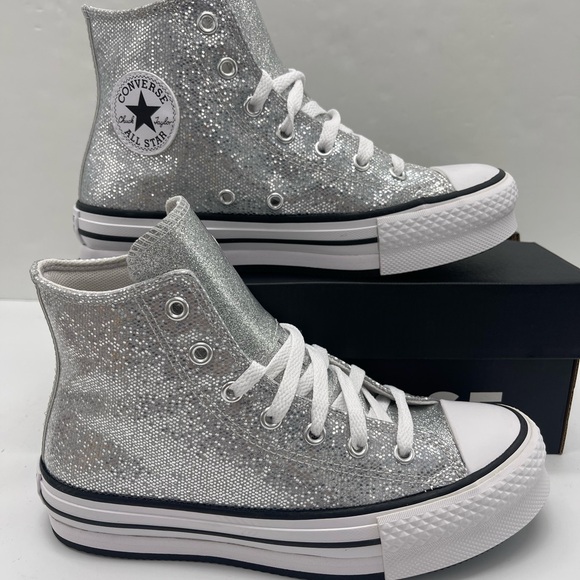Converse Shoes - Converse CTAS EVA LIFT HI Chuck Taylor All Star High Top Sneakers Silver Glitter